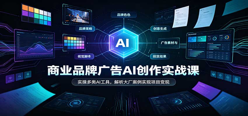 商业品牌广告AI创作实战课:实操多类AI工具,解析大厂案例实现项目变现亿创资源网_优质资源分享平台_一站式资源获取亿创资源网 | 优质资源分享平台_一站式资源获取