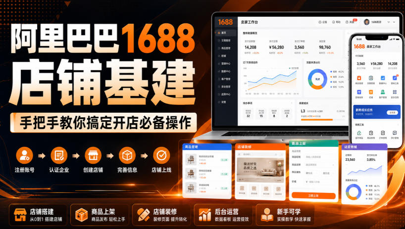 阿里巴巴1688店铺基建，手把手教你搞定开店必备操作（更新8月）亿创资源网_优质资源分享平台_一站式资源获取亿创资源网 | 优质资源分享平台_一站式资源获取