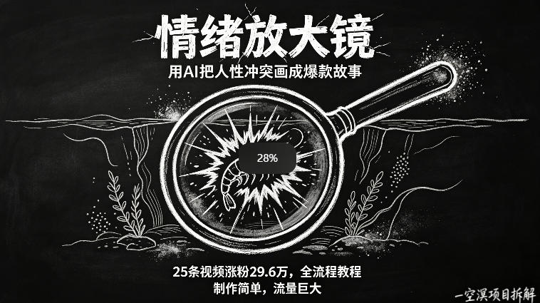 AI制作“情绪放大镜“视频，25条视频涨粉29.6W粉，流量巨大，制作简单，全流程教程亿创资源网_优质资源分享平台_一站式资源获取亿创资源网 | 优质资源分享平台_一站式资源获取