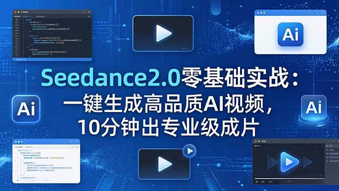 Seedance2.0零基础实战：一键生成高品质AI视频，10分钟出专业级成片亿创资源网_优质资源分享平台_一站式资源获取亿创资源网 | 优质资源分享平台_一站式资源获取