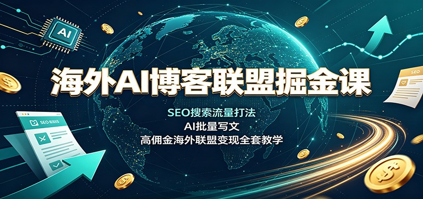 海外AI博客联盟掘金课：SEO搜索流量打法，AI批量写文，高佣金海外联盟变现全套教学亿创资源网_优质资源分享平台_一站式资源获取亿创资源网 | 优质资源分享平台_一站式资源获取