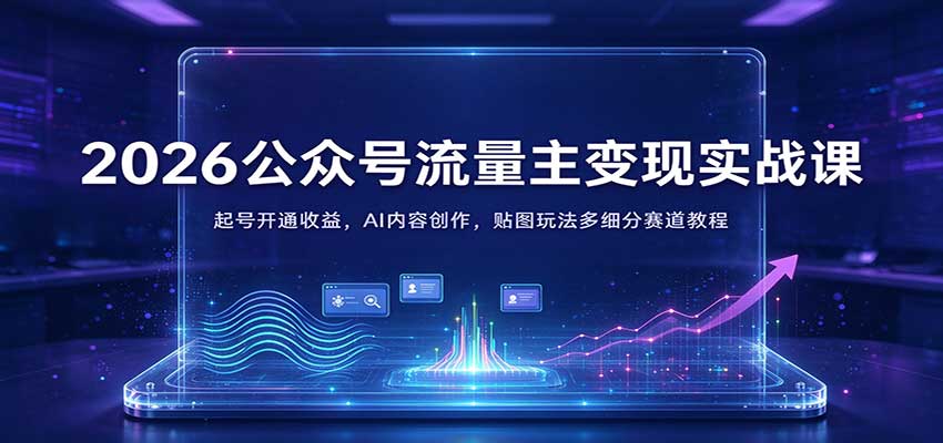 2026公众号流量主变现实战课:起号开通收益,AI内容创作,贴图玩法多细分赛道教程亿创资源网_优质资源分享平台_一站式资源获取亿创资源网 | 优质资源分享平台_一站式资源获取