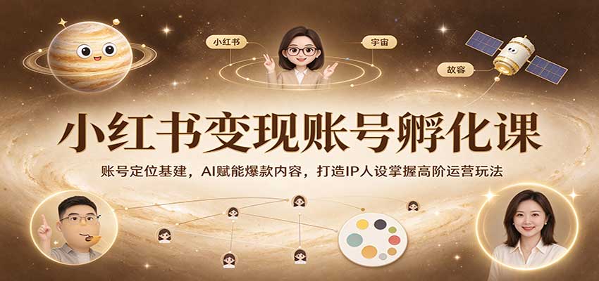 小红书变现账号孵化课：账号定位基建，AI赋能爆款内容，打造IP人设掌握高阶运营玩法亿创资源网_优质资源分享平台_一站式资源获取亿创资源网 | 优质资源分享平台_一站式资源获取