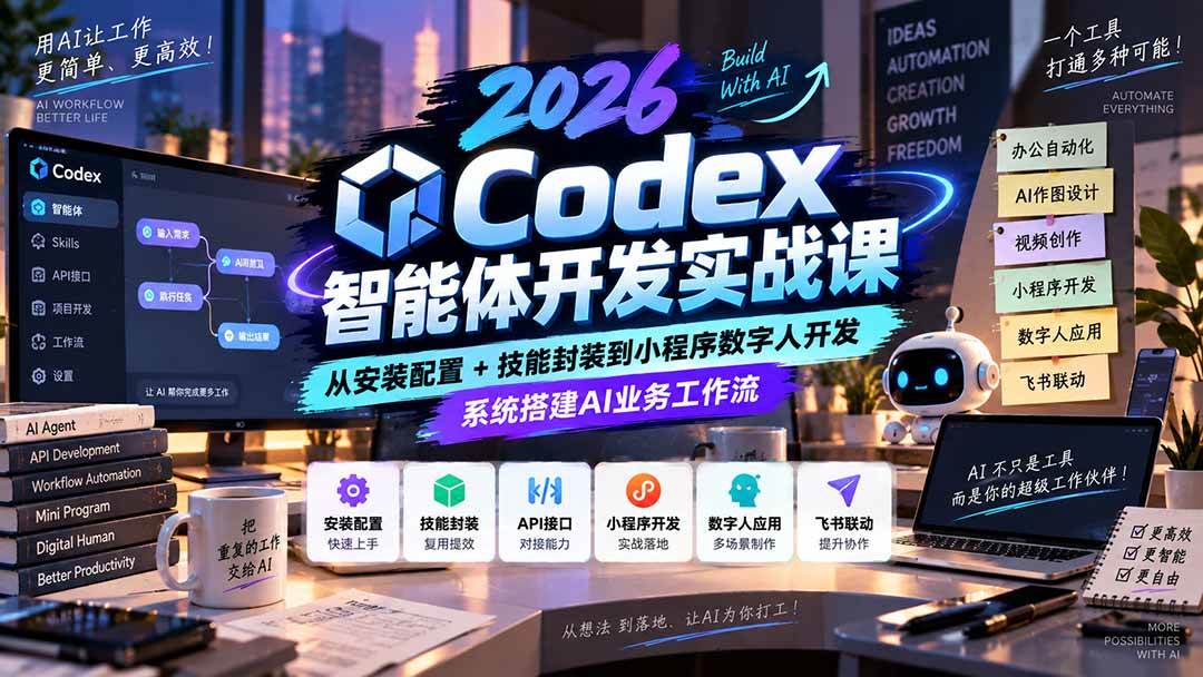 （20574期）2026Codex智能体开发实战课：从安装配置+技能封装到小程序数字人开发，系统搭建AI业务工作流亿创资源网_优质资源分享平台_一站式资源获取亿创资源网 | 优质资源分享平台_一站式资源获取