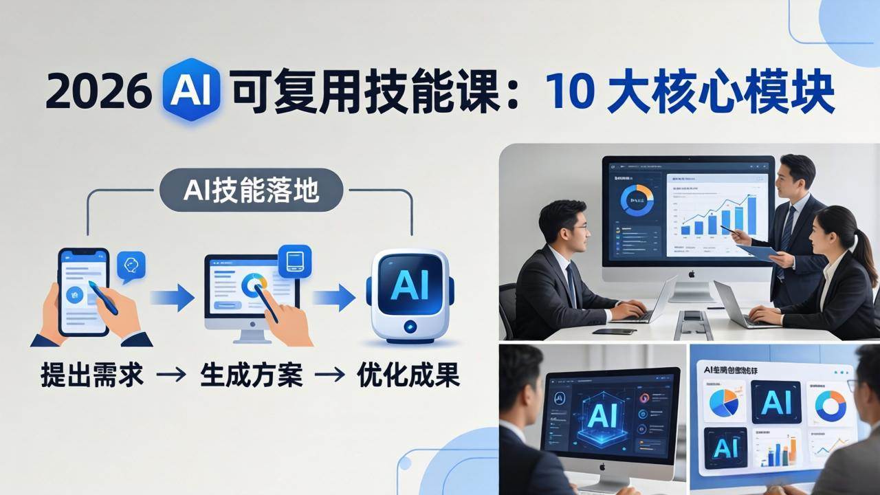 （17894期）2026AI可复用技能-4月新课：10大核心模块，手把手教你把AI用进工作、产出成果
