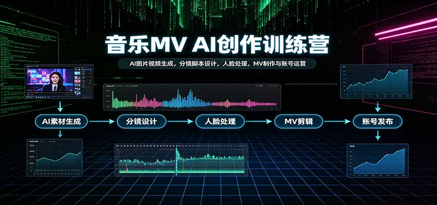 音乐MV AI创作训练营：AI图片视频生成，分镜脚本设计，人脸处理，MV制作与账号运营亿创资源网_优质资源分享平台_一站式资源获取亿创资源网 | 优质资源分享平台_一站式资源获取