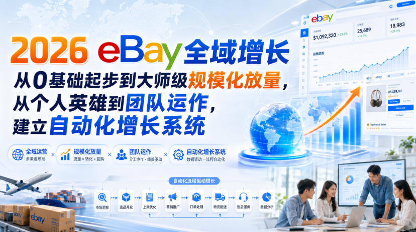 2026 eBay全域增长,从0基础起步到大师级规模化放量,从个人英雄到团队运作,建立自动化增长系统亿创资源网_优质资源分享平台_一站式资源获取亿创资源网 | 优质资源分享平台_一站式资源获取