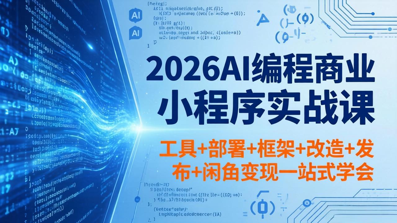 2026AI编程商业小程序实战课，工具+部署+框架+改造+发布+闲鱼变现一站式学会亿创资源网_优质资源分享平台_一站式资源获取亿创资源网 | 优质资源分享平台_一站式资源获取