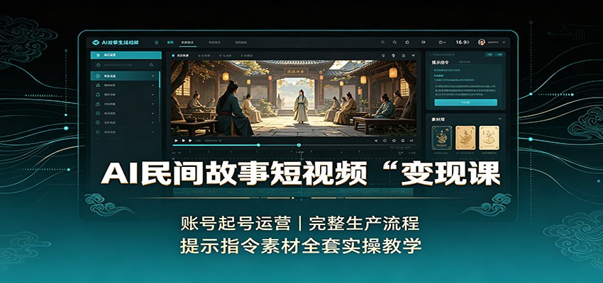 AI民间故事短视频变现课:账号起号运营,完整生产流程,提示指令素材全套实操教学亿创资源网_优质资源分享平台_一站式资源获取亿创资源网 | 优质资源分享平台_一站式资源获取