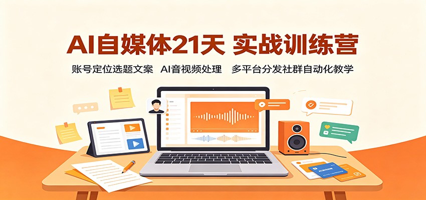 AI自媒体21天实战训练营:账号定位选题文案,AI音视频处理,多平台分发社群自动化教学亿创资源网_优质资源分享平台_一站式资源获取亿创资源网 | 优质资源分享平台_一站式资源获取