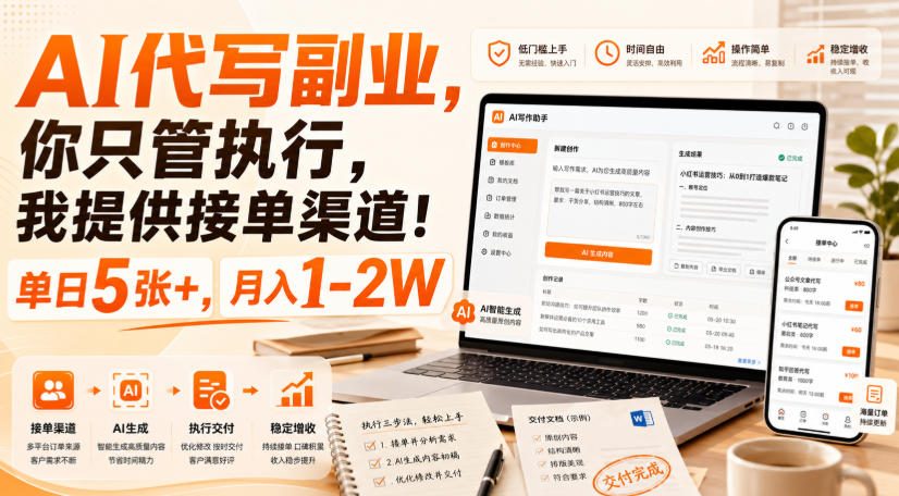AI代写副业,你只管执行,我提供接单渠道!单日5张+,月入1-2W【揭秘】亿创资源网_优质资源分享平台_一站式资源获取亿创资源网 | 优质资源分享平台_一站式资源获取