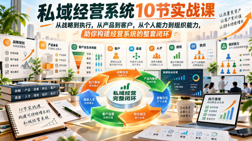 私域经营系统10节实战课，从战略到执行，从产品到客户，从个人能力到组织能力，助你构建经营系统的整套闭环亿创资源网_优质资源分享平台_一站式资源获取亿创资源网 | 优质资源分享平台_一站式资源获取