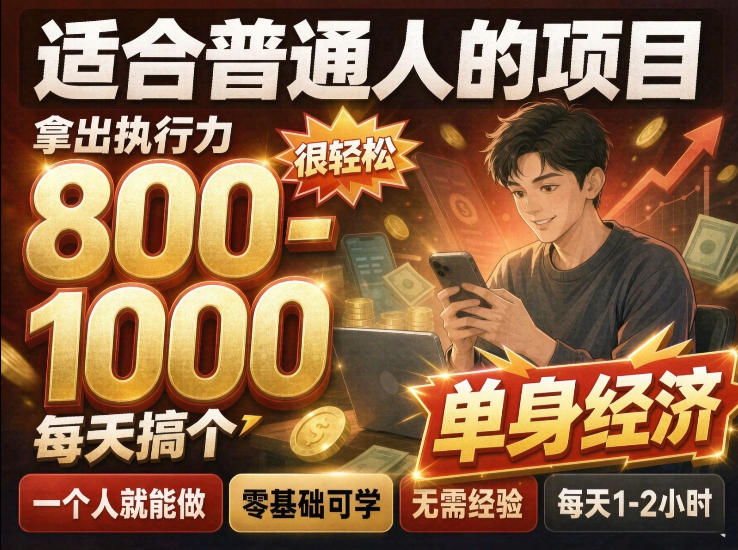 单身交友社群，普通人拿出执行力一个人每天搞个800-1k很轻松，普通人随时入局，无需经验【揭秘】亿创资源网_优质资源分享平台_一站式资源获取亿创资源网 | 优质资源分享平台_一站式资源获取