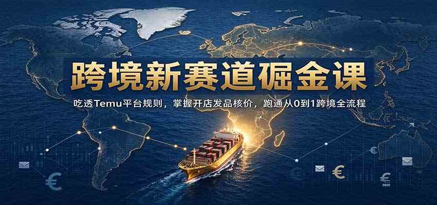 跨境新赛道掘金课:吃透Temu平台规则,掌握开店发品核价,跑通从0到1跨境全流程亿创资源网_优质资源分享平台_一站式资源获取亿创资源网 | 优质资源分享平台_一站式资源获取
