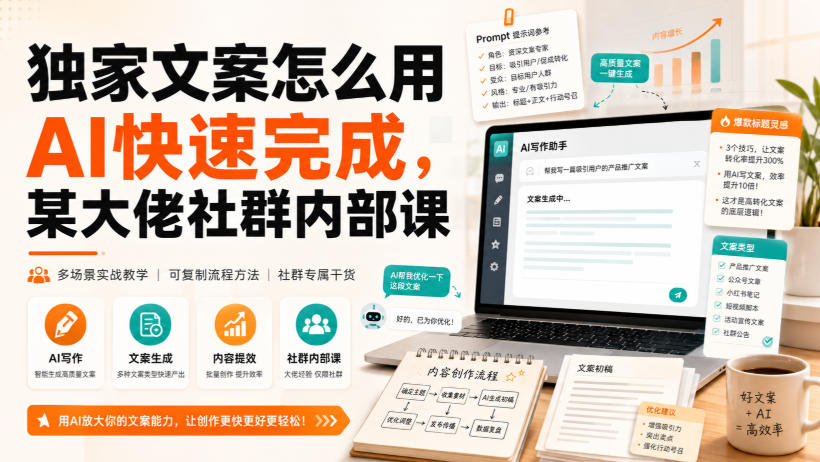 独家文案怎么用AI快速完成,某大佬社群内部课亿创资源网_优质资源分享平台_一站式资源获取亿创资源网 | 优质资源分享平台_一站式资源获取