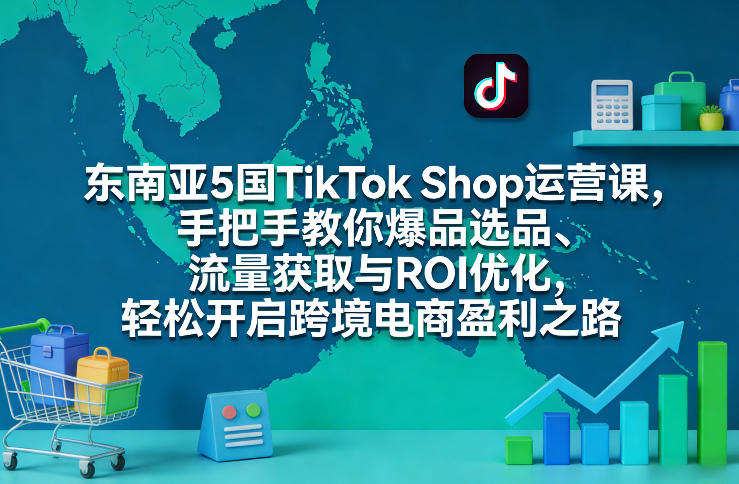 东南亚5国TikTok Shop运营课，手把手教你爆品选品、流量获取与ROI优化，轻松开启跨境电商盈利之路亿创资源网_优质资源分享平台_一站式资源获取亿创资源网 | 优质资源分享平台_一站式资源获取