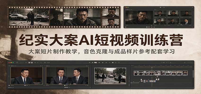 纪实大案AI短视频训练营：大案短片制作教学，音色克隆与成品样片参考配套学习亿创资源网_优质资源分享平台_一站式资源获取亿创资源网 | 优质资源分享平台_一站式资源获取