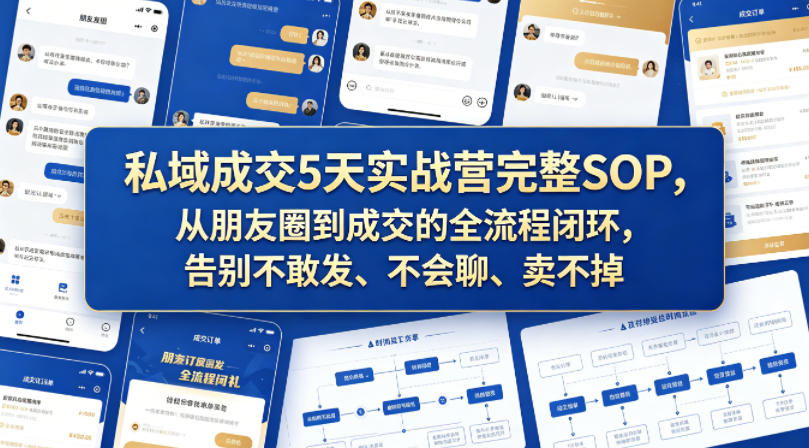 私域成交5天实战营完整SOP，从朋友圈到成交的全流程闭环，告别不敢发、不会聊、卖不掉亿创资源网_优质资源分享平台_一站式资源获取亿创资源网 | 优质资源分享平台_一站式资源获取