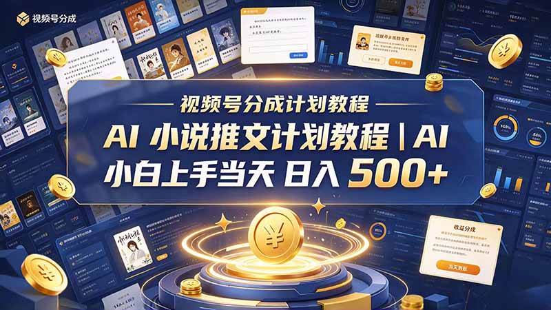 (20937期)最新视频号分成计划教程|AI 小说推文,小白上手当天日入 500+亿创资源网_优质资源分享平台_一站式资源获取亿创资源网 | 优质资源分享平台_一站式资源获取