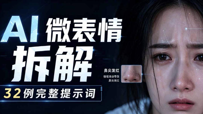AI微表情拆解提示词合集，精准调控AI角色表情，可直接复用，0基础也能调出影视级表情变化亿创资源网_优质资源分享平台_一站式资源获取亿创资源网 | 优质资源分享平台_一站式资源获取