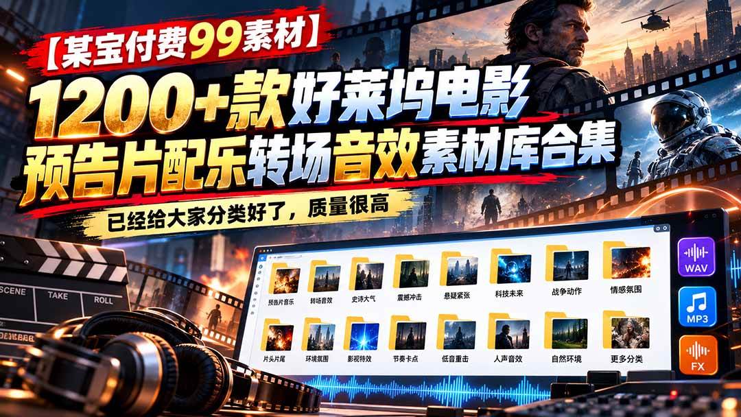 （20797期）【某宝付费99素材】1200+款好莱坞电影预告片配乐转场音效素材库合集亿创资源网_优质资源分享平台_一站式资源获取亿创资源网 | 优质资源分享平台_一站式资源获取