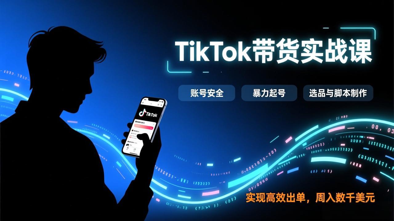 TikTok带货实战课，涵盖账号安全、暴力起号、选品与脚本制作，实现高效出单，周入数千美元亿创资源网_优质资源分享平台_一站式资源获取亿创资源网 | 优质资源分享平台_一站式资源获取