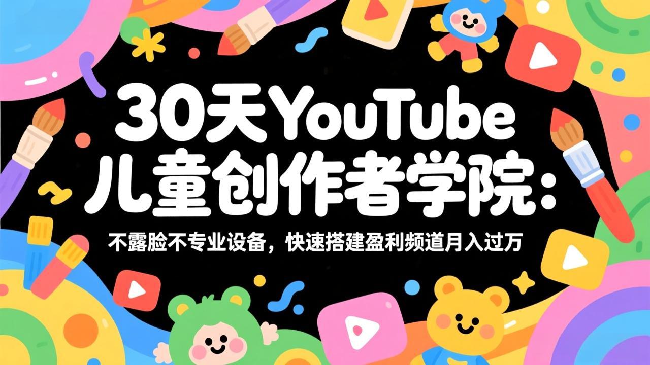 30天YouTube儿童创作者学院：不露脸不专业设备，快速搭建盈利频道月入过万亿创资源网_优质资源分享平台_一站式资源获取亿创资源网 | 优质资源分享平台_一站式资源获取