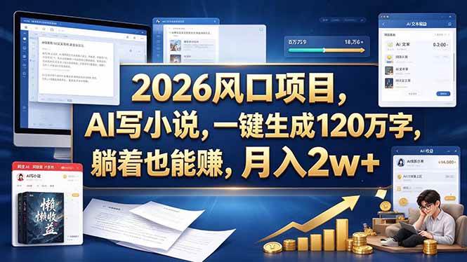 （20653期）2026 风口项目，AI 写小说，一键生成 120 万字，躺着也能赚，月入 2w +亿创资源网_优质资源分享平台_一站式资源获取亿创资源网 | 优质资源分享平台_一站式资源获取