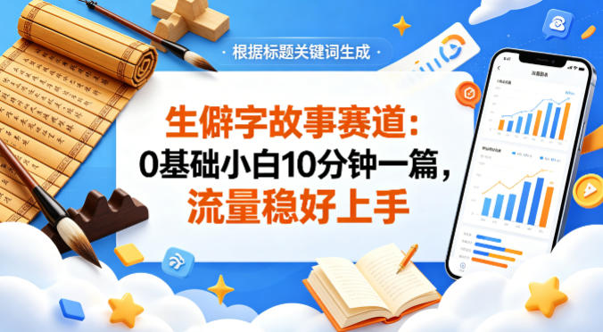 公众号流量主——生僻字故事赛道，流量稳，好上手，0基础小白也能10分钟一篇亿创资源网_优质资源分享平台_一站式资源获取亿创资源网 | 优质资源分享平台_一站式资源获取