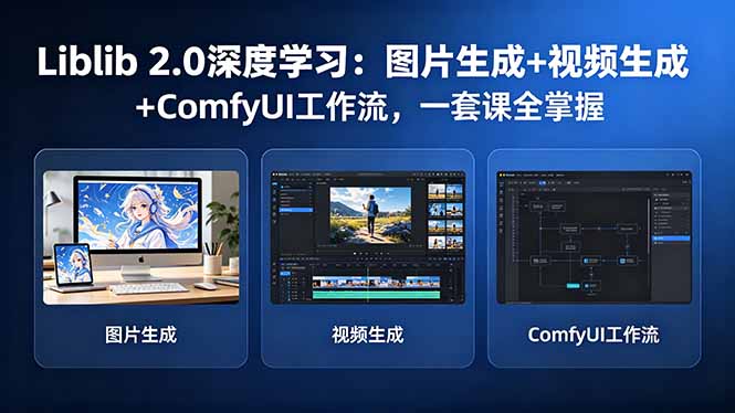 Liblib 2.0深度学习：图片生成+视频生成+ComfyUI工作流，一套课全掌握亿创资源网_优质资源分享平台_一站式资源获取亿创资源网 | 优质资源分享平台_一站式资源获取