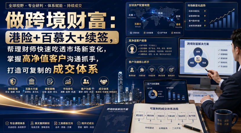 做跨境财富:港险+百慕大+续签,帮理财师快速吃透市场新变化,掌握高净值客户沟通抓手,打造可复制的成交体系亿创资源网_优质资源分享平台_一站式资源获取亿创资源网 | 优质资源分享平台_一站式资源获取