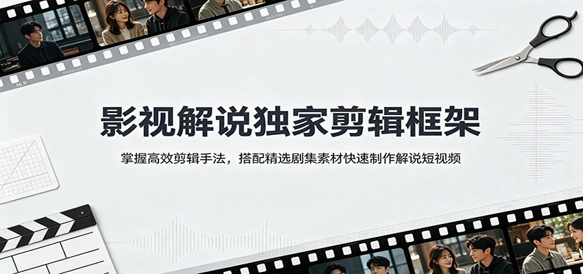 影视解说独家剪辑框架：掌握高效剪辑手法，搭配精选剧集素材快速制作解说短视频亿创资源网_优质资源分享平台_一站式资源获取亿创资源网 | 优质资源分享平台_一站式资源获取