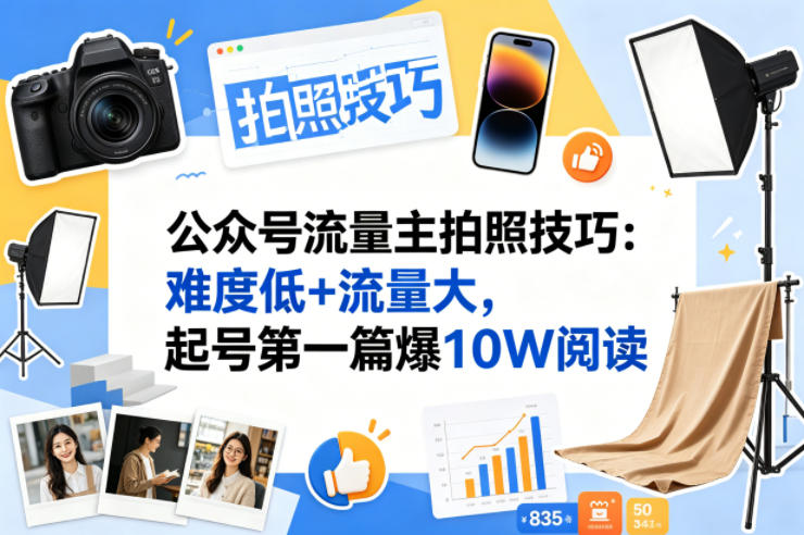 公众号流量主之拍照技巧赛道，难度低+流量大，起号第一篇就爆了10w阅读亿创资源网_优质资源分享平台_一站式资源获取亿创资源网 | 优质资源分享平台_一站式资源获取