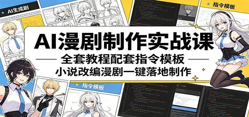 AI漫剧制作实战课：全套教程配套指令模板，小说改编漫剧一键落地制作亿创资源网_优质资源分享平台_一站式资源获取亿创资源网 | 优质资源分享平台_一站式资源获取