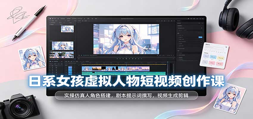 日系女孩虚拟人物短视频创作课：实操仿真人角色搭建，剧本提示词撰写，视频生成剪辑亿创资源网_优质资源分享平台_一站式资源获取亿创资源网 | 优质资源分享平台_一站式资源获取