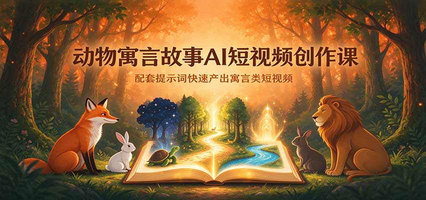 动物寓言故事AI短视频创作课:配套提示词快速产出寓言类短视频亿创资源网_优质资源分享平台_一站式资源获取亿创资源网 | 优质资源分享平台_一站式资源获取