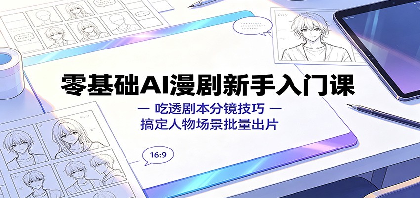 零基础AI漫剧新手入门课：吃透剧本分镜技巧，搞定人物场景批量出片亿创资源网_优质资源分享平台_一站式资源获取亿创资源网 | 优质资源分享平台_一站式资源获取