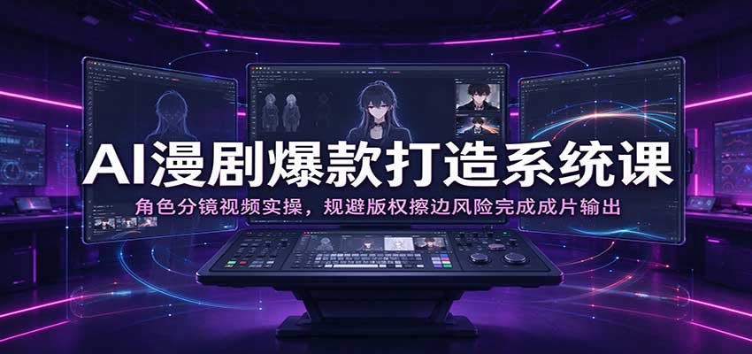 AI漫剧爆款打造系统课：角色分镜视频实操，规避版权擦边风险完成成片输出亿创资源网_优质资源分享平台_一站式资源获取亿创资源网 | 优质资源分享平台_一站式资源获取