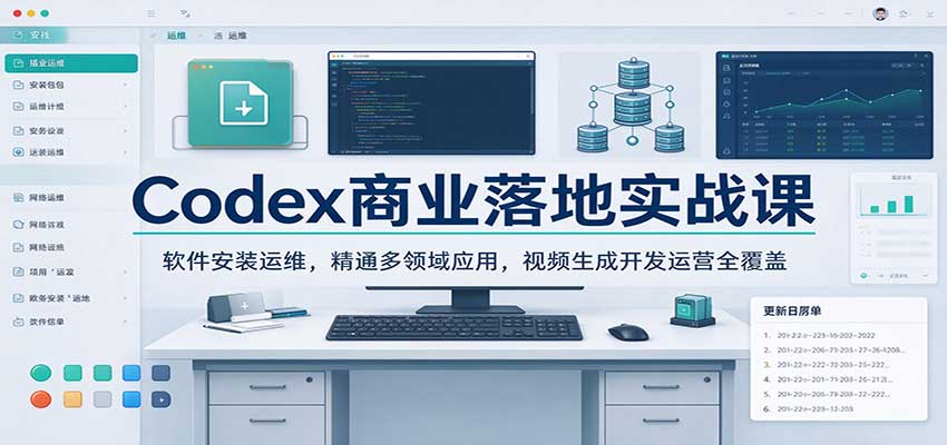 Codex商业落地实战课：软件安装运维，精通多领域应用，视频生成开发运营全覆盖亿创资源网_优质资源分享平台_一站式资源获取亿创资源网 | 优质资源分享平台_一站式资源获取