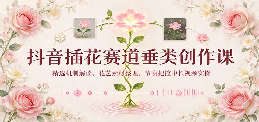 抖音插花赛道垂类创作课:精选机制解读,花艺素材整理,节奏把控中长视频实操亿创资源网_优质资源分享平台_一站式资源获取亿创资源网 | 优质资源分享平台_一站式资源获取