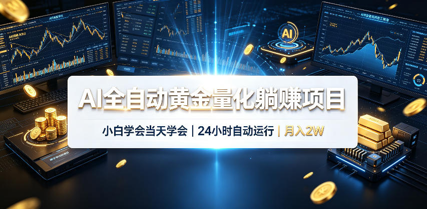AI全自动黄金量化躺賺项目，小白学会当天学会，24小时自动运行，月入2W！【揭秘】亿创资源网_优质资源分享平台_一站式资源获取亿创资源网 | 优质资源分享平台_一站式资源获取