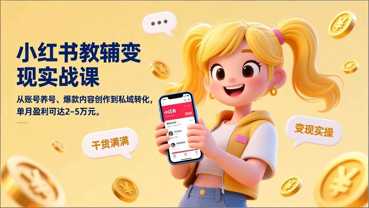 （17334期）小红书教辅变现实战课，从账号养号、爆款内容创作到私域转化，单月盈利可达2-5万元亿创资源网_优质资源分享平台_一站式资源获取亿创资源网 | 优质资源分享平台_一站式资源获取