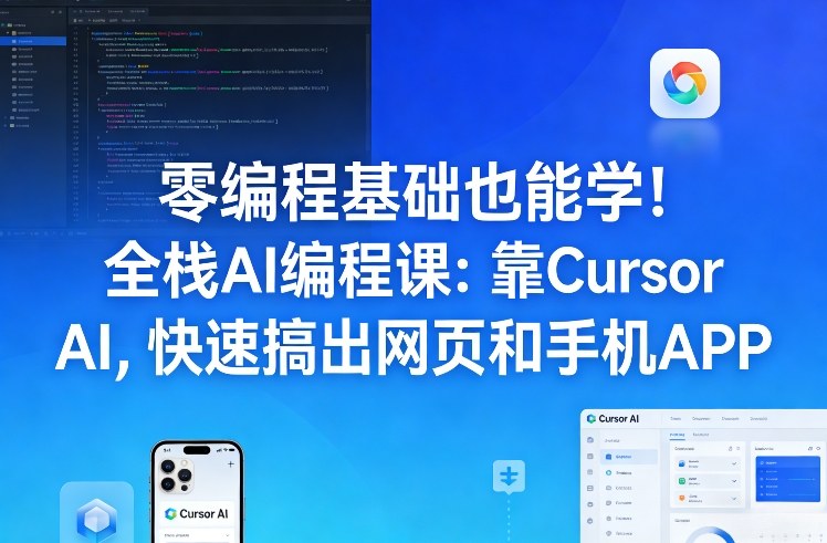 零编程基础也能学!全栈AI编程课:靠Cursor AI,快速搞出网页和手机APP亿创资源网_优质资源分享平台_一站式资源获取亿创资源网 | 优质资源分享平台_一站式资源获取
