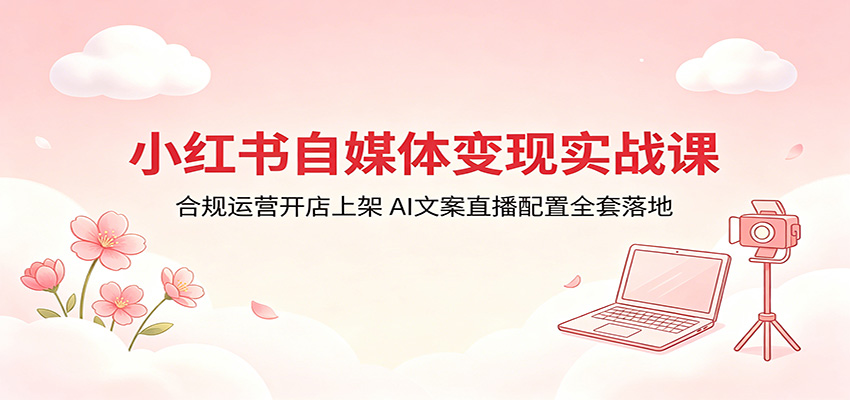 小红书自媒体变现实战课：合规运营开店上架，AI文案直播配置全套落地亿创资源网_优质资源分享平台_一站式资源获取亿创资源网 | 优质资源分享平台_一站式资源获取