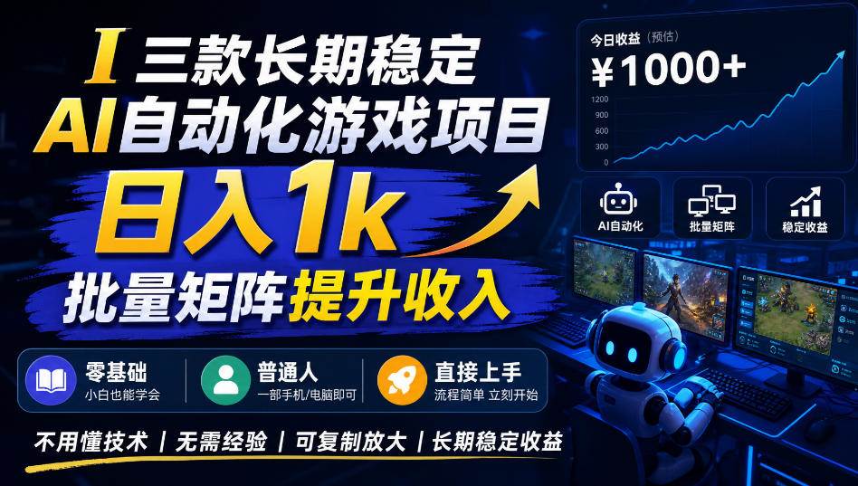 （20769期）【国庆推荐】长期稳定的AI自动化游戏，日入千元，稳定运行三年！亿创资源网_优质资源分享平台_一站式资源获取亿创资源网 | 优质资源分享平台_一站式资源获取