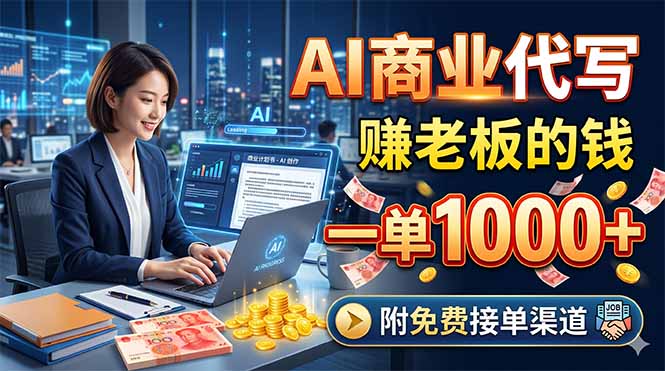 AI商业代写，赚老板的钱，一单1000+，附免费接单渠道亿创资源网_优质资源分享平台_一站式资源获取亿创资源网 | 优质资源分享平台_一站式资源获取