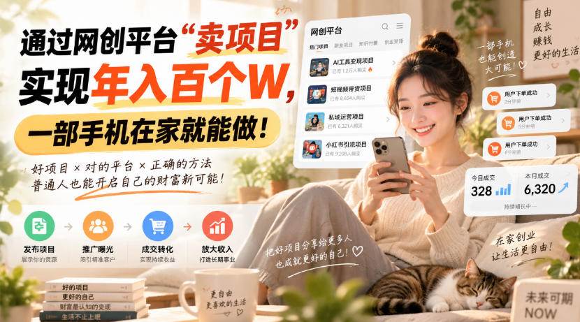 （20565期）通过网创平台“卖项目”实现年入百万，一部手机在家就能做！亿创资源网_优质资源分享平台_一站式资源获取亿创资源网 | 优质资源分享平台_一站式资源获取