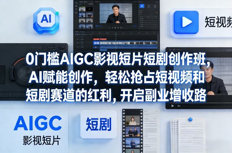 0门槛AIGC影视短片短剧创作班，AI赋能创作，轻松抢占短视频和短剧赛道的红利，开启副业增收路亿创资源网_优质资源分享平台_一站式资源获取亿创资源网 | 优质资源分享平台_一站式资源获取