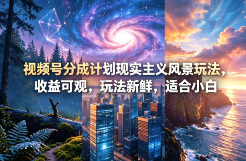 视频号分成计划现实主义风景玩法，收益可观，玩法新鲜，适合小白亿创资源网_优质资源分享平台_一站式资源获取亿创资源网 | 优质资源分享平台_一站式资源获取