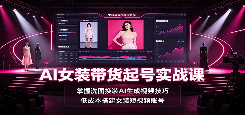 AI女装带货起号实战课:掌握洗图换装AI生成视频技巧,低成本搭建女装短视频账号亿创资源网_优质资源分享平台_一站式资源获取亿创资源网 | 优质资源分享平台_一站式资源获取